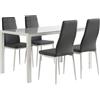cribel SET BENNY CRIBEL GRIGIO/BIANCO TAVOLO CON 4 SEDIE IN VETRO 135X80X76 DESIGN MODERNO