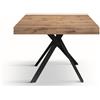 Tavolo FORTE DEI MARMI in legno, finitura rovere rustico e gambe incrociate in metallo antracite, allungabile 95×90 cm - 145 x 90 cm