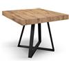 Tavolo FORTE DEI MARMI in legno, finitura rovere rustico e base incrociata in metallo antracite, allungabile 95×90 cm - 145 x 90 cm