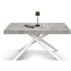 Tavolo FORTE DEI MARMI grigio cemento allungabile con base bianca 160×90 cm - 240×90 cm
