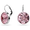 Swarovski Orecchini pendenti Bella, Taglio Round, Rosa, Placcato rodio