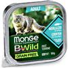 MONGE GATTO UMIDO 100 G BWILD GRAIN FREE ADULT PATE' MERLUZZO E ORTAGGI VASCHETTA