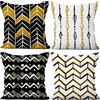 Aoihrraan 40x40cm Set di 4 Federe Cuscini Bianco Giallo Nero Moderno Freccia Geometrico Modello Morbido Peluche Corto Quadrato Copricuscini Divano Letto Camera Agriturismo All'Aperto Giardino Divano