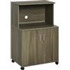 HOMCOM Mobile Cucina Multiuso con 4 Ruote, Armadietto con Ripiano per Microonde in Legno Truciolare, 60.4x40.3x97cm, Color Legno|Aosom