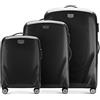 WITTCHEN PC Ultra Light Bagagli rigidi Valigia da viaggio Valigia trolley Set di 3 valigie in policarbonato Quattro ruote doppie Lucchetto TSA Manico alluminio telescopico Taglia (S+M+L) Nero