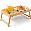 Avilia Vassoio per Colazione a Letto in Bambù con Piedini Pieghevoli - Elegante Tavolino da Letto per Colazione - Vassoio Multifunzionale - 44x27x22,5cm (Legno Naturale)