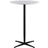Brigros WeHome - Tavolo Alto Da Bar Moderno In Legno, Tavolino Rotondo ⌀70 Cm, Design Elegante Per Interni Ed Esterni, Base A Stella E Gamba A Colonna Robusta, Effetto Marmo (Grigio Chiaro)