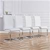 Merax Set di 4 sedie Cantilever, Similpelle PU e Schienale Alto, Struttura in Metallo Cromato, Moderna Sedia da Cucina, Imbottita, per Soggiorno, Sala conferenze, Plastica, Bianco, Set da 4