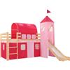 vidaXL Legno Pino Letto a Castello con Scivolo e Scala Letto a Soppalco Cameretta per Bambini con Resistente Comoda Solida Stile da Favola 208x230 cm