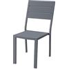 Totò Piccinni Sedia MESSICO con struttura in metallo, seduta e schienale in polietilene effetto legno (Senza Braccioli, Ardesia, 4 Pz)
