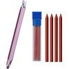 JOMPENS Set di portamina JOMPENS in metallo, 5,6 mm, con clip, portamina, matita grafite e 4 mine per costruzione, disegno, artigianato, schizzo artistico (matita rosa e 4 mine)