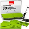 GAUDER Etichette Magnetiche Riscrivibili - Magneti Riutilizzabili da Etichettare per Lavagna, Lavagna Kanban, Frigorifero e Bacheca - Cartellini Magnetici con Pennarello (30 Pezzi - 3 Misure)