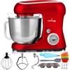 Lehmann Impastatrice planetaria, 2200 W, Robot da cucina multifunzione planetaria 5 litri con ciotola in acciao inossidabile, 6 Velocità, Pulse, 3 Ganci di Miscelazione (Rosso)