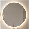 BD ART - Specchio da parete - Specchio da bagno - rotondo Ø 60 cm - con illuminazione a LED - Colore della luce caldo 3600 K, IP44 - Specchio grande - Specchio da parete per il bagno