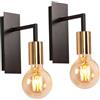 PETITES ECREVISSES Applique da parete E27 Vintage Lampada da Parete Industriale Orientabili 240° Faretti da Parete Metal Lampada da Soffitto per Camera da Letto Soggiorno Tavolo da Corridoio (tipo B-Nero, 2 pezzi)