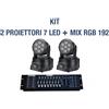 Linxi KIT 2 PROIETTORE LED RGB TESTA MOBILE ROTANTE EFFETTI PER DISCO 7 LED + MIXER