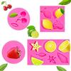 JQTOP 4 stampi in silicone a forma di frutta, ciliegia, fragola, limone, stella, foglie, 3D, mini stampi in silicone a forma di frutta, per candele, cioccolato, caramelle, snack, gelatina, cupcake, torte,
