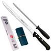 Arcos Set Coltelli Professionali | 3 pezzi | set coltelli acciaio inox (240 mm) | Coltello + Acciaini Affilatori | Coltello da prosciutto professionale | Acciaio Inox Nitrum