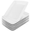 LDXDRU Set di 8 piatti rettangolari, 23 x 14 x 2,8 cm, in porcellana bianca, piccoli piatti da portata per buffet, torte, dessert, carne, antipasti, sushi, insalata, piatto
