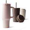 MAMEIDO Termos Caffè con cannuccia & manico 1200ml - Tazza termica, Tazze thermos acciaio inox senza BPA, prova di perdite (Blush Kissed, 1,2l)