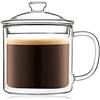 TAMUME Stile Ufficio Doppia Parete Tazza da Tè in Vetro con Filtro e Coperchio (500ml)