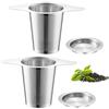 Bssowe Filtro Tè con Coperchio, 2 Pezzi Filtro Tè Doppio Manico, Colino Tè Acciaio Inossidabile con Coperchio, Filtro Tè Acciaio Inox Doppio Manico, per Teiere, Tazze per Tè e Caffè in Foglie Sfuse (A) (A)
