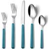 BEWOS Set di posate da 60 pezzi, servizio per 12, set di posate da cucina, set di forchette, coltelli e cucchiai blu anatra, set di posate in acciaio inox per la casa, le feste