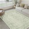 HUGEAR Vintage Tappeto Salotto Verde Tappeti 150x210cm Soggiorno Antiscivolo Lavabile in Lavatrice Tapette Camera da Letto Sala Ufficio Bambina Bambino Pelo Corto Grande Carpet