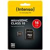 INTENSO 3413470 Micro SD clase 10 16GB c/adapt