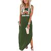 Sxkayxr Vestito Donna Estate Elegante Maxi Canotta Abito Donna Estivo Lungo Abito Spiaggia Vestito Donna Sexy Casual Senza Maniche Maxi Vestito Gilet Abito con Tasche