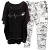 HEONSATI Tuta Da Casa Donna Estiva Completi Due Pezzi Palestra Estivi Set Di Cotone Sportivo T Shirt Manica Corta E Pantaloni Tasche E Coulisse Tute Da Casa Leggeri Casual Slim Fit Jogging Oversize