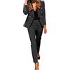 Generic Donna Tailleur Pantalone Completo Blazer Pantaloni E Giacca da Cerimonia Elegante Curvy Tuta Taglie Forti a Maniche Lunghe Completo da Ufficio Completo da Donna Casual Colore Puro
