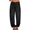 Generic Donne Casual Strass Loose Harem Jeans Jeans da Donna Casual con Strass, a Vita Alta, con Strass, Gamba Larga, Pantaloni in Denim Jeans Larghi Casual con Strass e Vita Alta Gamba Larga (Black, L)