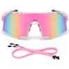 FOSDICK Occhiali da Sole Sportivi, UV400 Occhiali Veloci da Ciclismo Antivento per MTB, Running, Bici e Attività Outdoor, Rosa