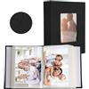 CENRONG Album Fotografico, 10x15 cm 100 Tasche Piccolo Mini Biancheria Album Foto Memories Album Portafoto per Foto Famiglia, Matrimonio, Anniversario, Bambino e Vacanze (Black)
