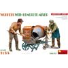 Miniart 38077 Set di figure in scala 1:35 di operaio edile con miscelatore (2) - riproduzione fedele, modellismo, kit in plastica, artigianato, hobby, incollaggio, kit modello, assemblaggio