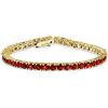 Bling Jewelry Braccialetto Da Tennis Tradizionale 12CTW Con Solitario Tondo In Zircone Cubico Simulato Aaa CZ Rosso Granato Per Donne Damigelle D'Onore In Oro Placcato 14K 7,5 Pollici