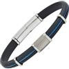 10:10 Bracciale Uomo Acciaio Inox, Silicone Biocompatibile Colore Nero Verde Blu Giallo Rosso Cavetto PVD, Misura Regolabile, Made In Italy (Nero)
