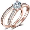JewelryPalace Anello Argento 925, Fedine Fidanzamento Coppia Oro Rosa, Solitario 1.3ct Diamante Simulato, Anniversario Matrimonio Promessa Sposa Band Set, Gioielli Donna