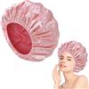 Fentar Cuffia Doccia, Impermeabile Cuffia Doccia Triplo Strato, Cuffie Doccia con Fodera in Microfibra Spessa per Donne, Asciugamano Capelli Turbante, Riutilizzabile Cuffia Doccia per Donna Spa (Rosa)