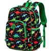 VASCHY Zaino leggero da 11,5 litri per ragazzi e ragazze, resistente all'acqua, con cinghia toracica riflettente con tasche elastiche per bottiglie per l'asilo, Dinos Verde, L, Zaino daypack
