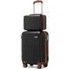 Kono Set di 2 Valigie Rigida 31/57cm Valigia Bagaglio con TSA Lucchetto e 4 Ruote Girevoli (Nero)