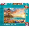 Schmidt- Paesaggio Spiele 59765 Tramonto nella Baia del Faro, Puzzle 1000 Pezzi, colorato, Multicolore