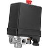 Vikye Pressostato del compressore d'aria, 125PSI G1/4 Valvola di controllo del pressostato di tipo verticale trifase a 4 fori per compressore d'aria sostituisce