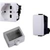 A2ZWORLD Cassetta Elettrica IP55, Completa Di Frutti Compatibile Con Bticino Matix, 3 Moduli Presa Schuko P40 10/16A + Interruttore, Scatola Con Coperchio Da Muro Parete Esterno e Interno