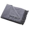 Drift Home - Coperta in cotone riciclato sostenibile con nappe (200 x 200 cm) - Coperta tessuta in carbone - Coperta per divano intrecciata/testurizzata - Grigio coperta/copriletto extra large