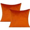 VAKADO Copricuscini Velluto Arancione 45x45cm Fodere per Cuscini Decorativi Quadrati Morbidi Decorazioni per la casa per Divano Camera da Letto Set di 2