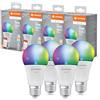 LEDVANCE Lampada LED SMART+ MATTER, smerigliata, 14W, 1521lm, forma a goccia E27, luce colorata e luce bianca, compatibile con Google, Alexa, Apple, app o controllo vocale, 20.000 ore,conf. da 4