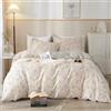 HighBuy Set di biancheria da letto in cotone con copripiumino in stile bohémien, motivo floreale, reversibile, leggero, morbido, chiusura a cerniera, traspirante