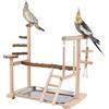 Dynaeuty Parco Giochi per Pappagalli Palestra per Uccelli Terreno di Gioco per Cocorite Posatoi in Legno di Uccelli per Uccelli Legno Naturale per Cacatua, Cocorite 36x23x39cm #D